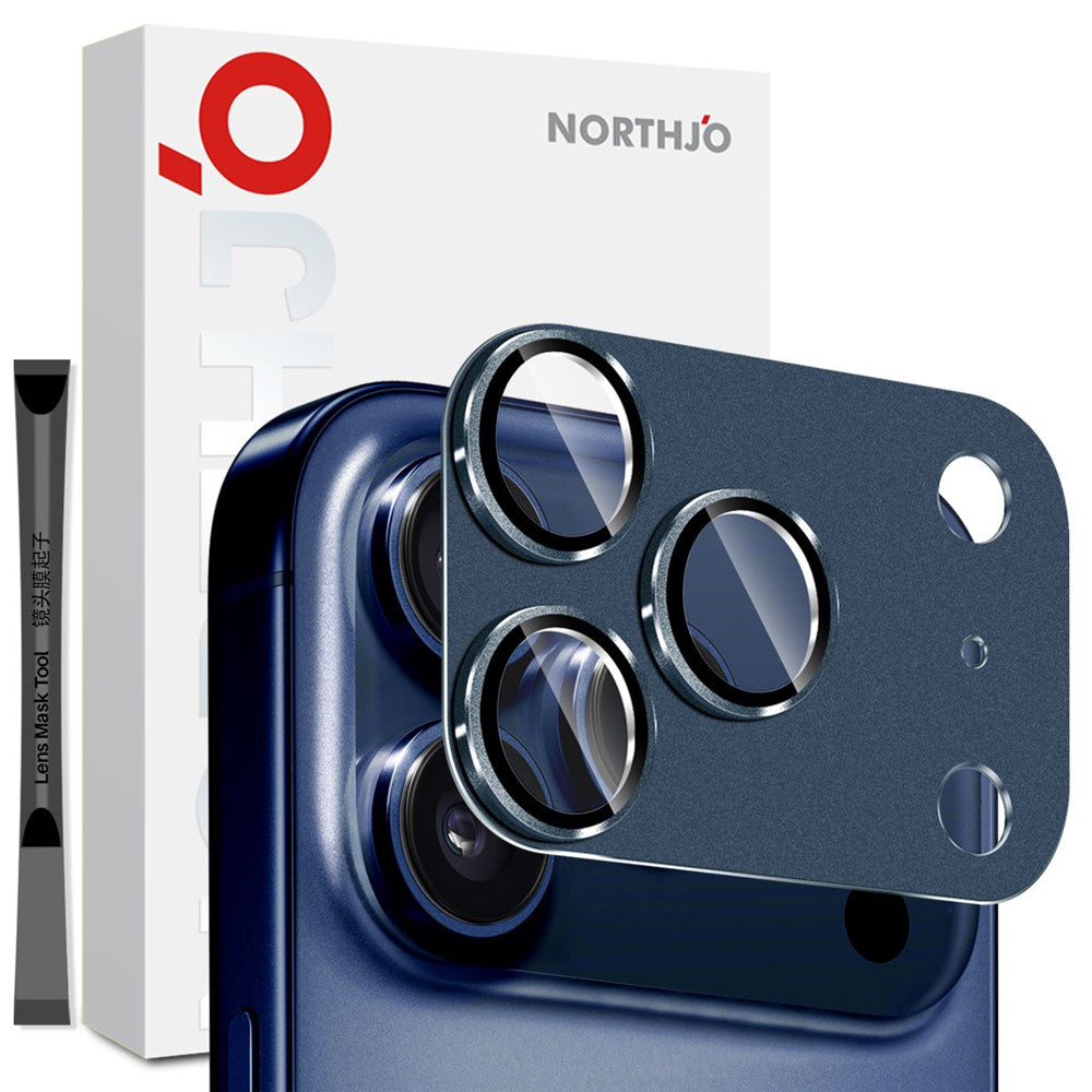 NORTHJO For iPhone 17 Pro Camera Lens Protector Matte Metal Lens Cover with Integrated 9H Tempered Glass Film