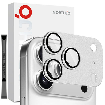 NORTHJO For iPhone 17 Pro Camera Lens Protector Matte Metal Lens Cover with Integrated 9H Tempered Glass Film