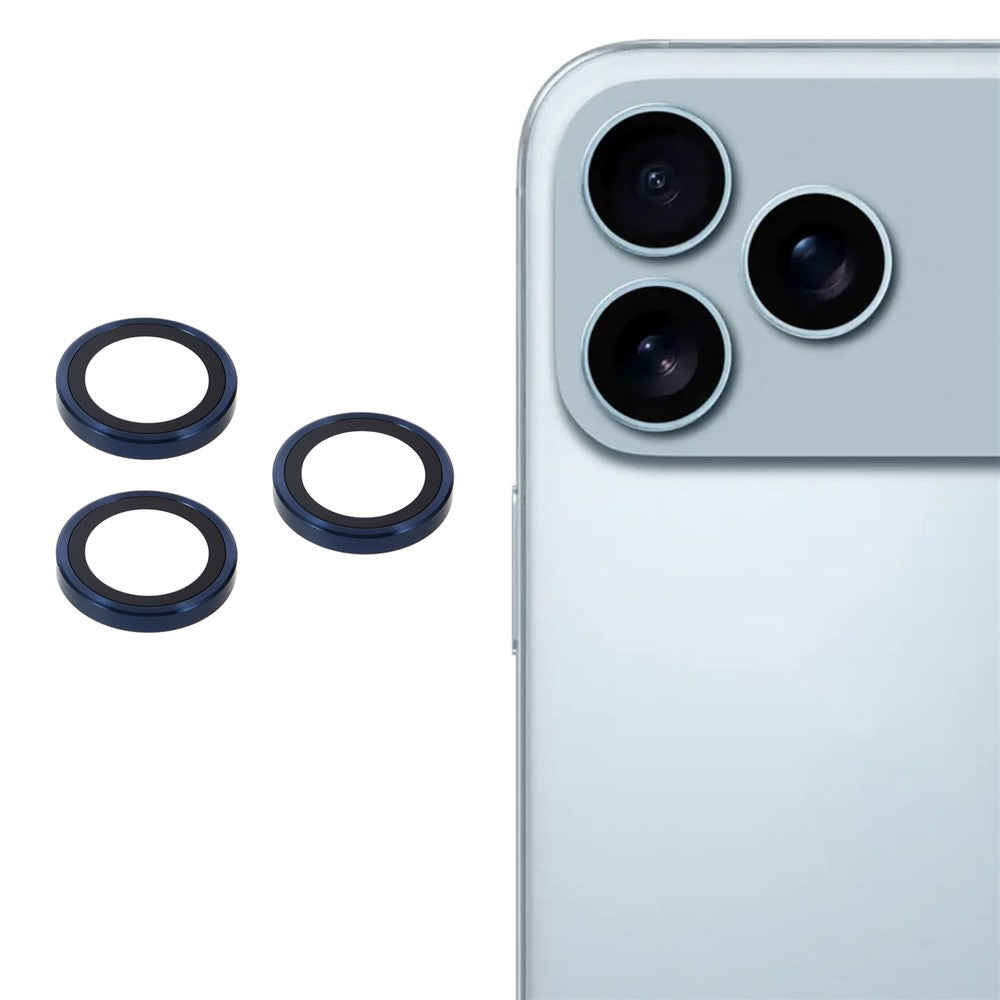 For iPhone 17 Pro Max  /  17 Pro Camera Lens Protector Metal Ring Tempered Glass Film
