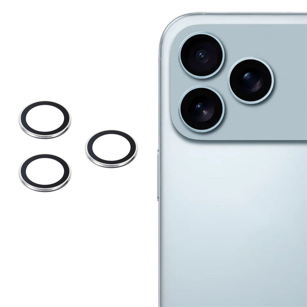 For iPhone 17 Pro Max  /  17 Pro Camera Lens Protector Metal Ring Tempered Glass Film