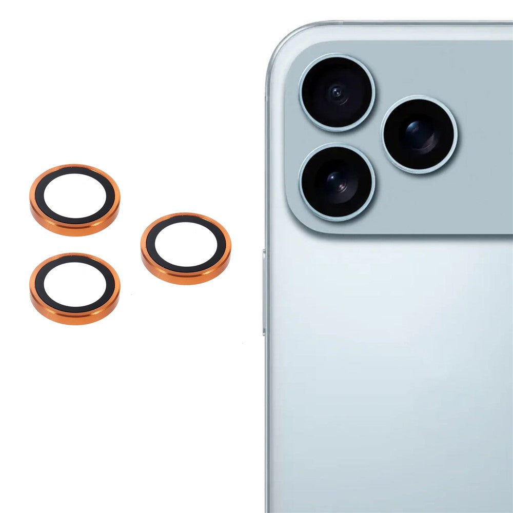 For iPhone 17 Pro Max  /  17 Pro Camera Lens Protector Metal Ring Tempered Glass Film