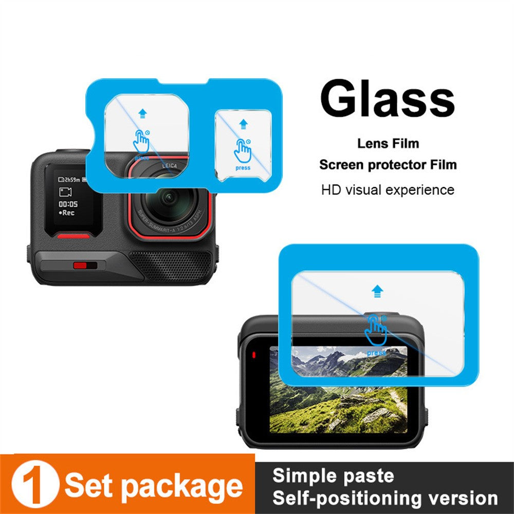 IMAK For Insta360 Ace Pro 2 Tempered Glass Screen Protector + Lens Film Set with Self Positioning Frame