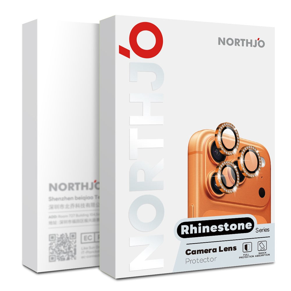 NORTHJO For iPhone 17 Pro  /  17 Pro Max Camera Lens Protector Rhinestone Ring Tempered Glass Lens Film