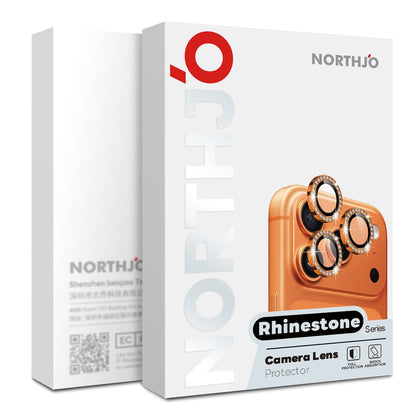 NORTHJO For iPhone 17 Pro  /  17 Pro Max Camera Lens Protector Rhinestone Ring Tempered Glass Lens Film