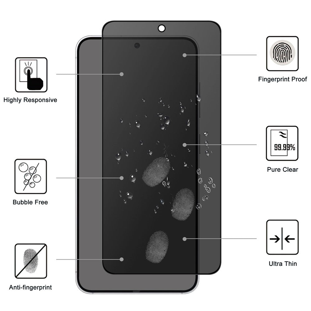For Samsung Galaxy S26+ Tempered Glass Full Screen Protector 2.5D Arc Edge Anti-Spy Film