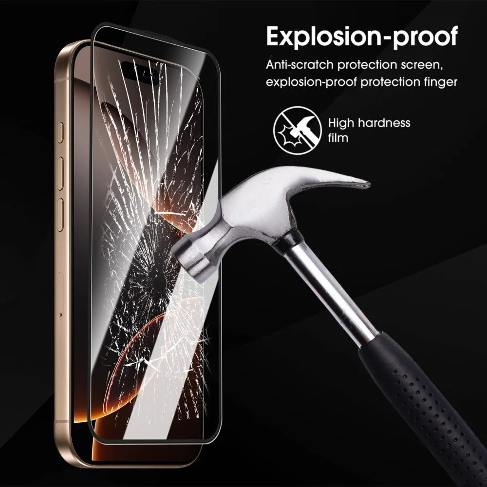 For iPhone 17e / 16e Full Screen Protector HD Clear Silk Printing High Aluminium-silicon Glass Film with Dust Removal Installation Frame