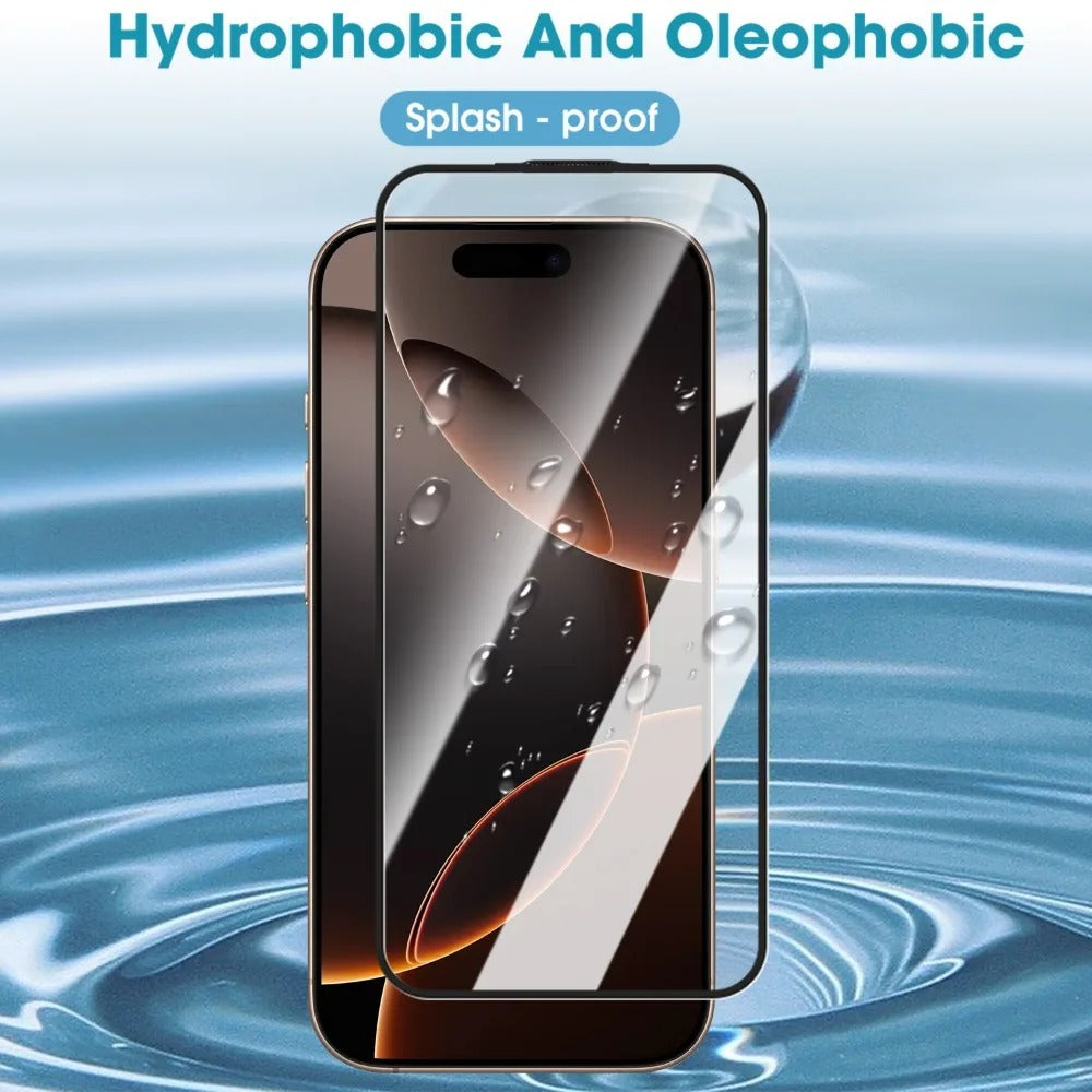 For iPhone 17e / 16e Full Screen Protector HD Clear Silk Printing High Aluminium-silicon Glass Film with Dust Removal Installation Frame