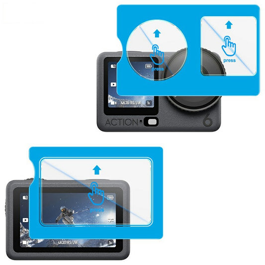 IMAK For DJI Osmo Action 6 Tempered Glass Screen Protector Set with Back / Front / Lens Protector (Self Positioning Frame)