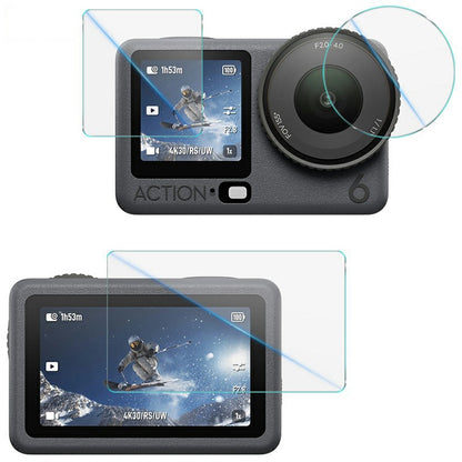 IMAK For DJI Osmo Action 6 Tempered Glass Screen Protector Set with Back / Front / Lens Protector (Self Positioning Frame)