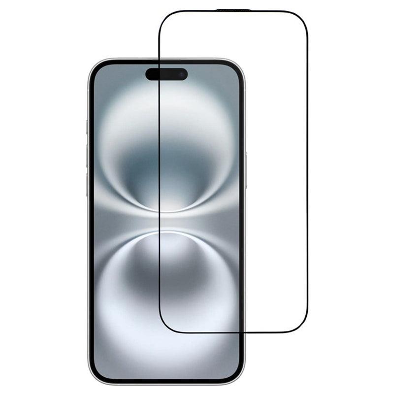 For iPhone 16e / iPhone 17e Full Tempered Glass Electroplated Silk-Print 0.33mm High Aluminium-Silicon Glass Screen Protector