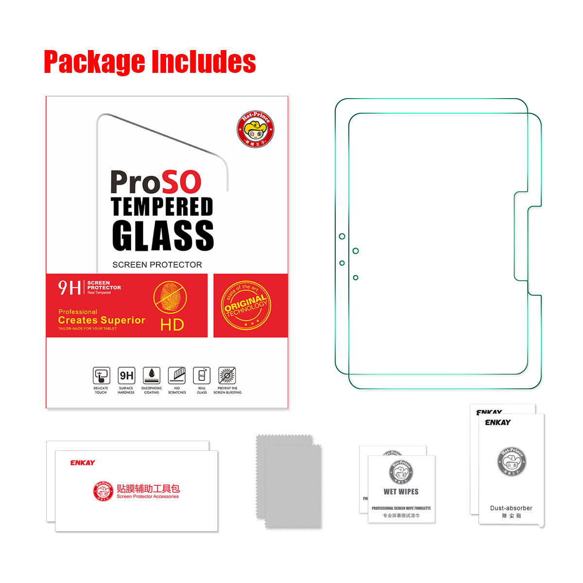 ENKAY HAT PRINCE For Samsung Galaxy Tab Active5 Pro 2Pcs Screen Protector 9H 2.5D 0.33mm High Aluminium-silicon Glass Film