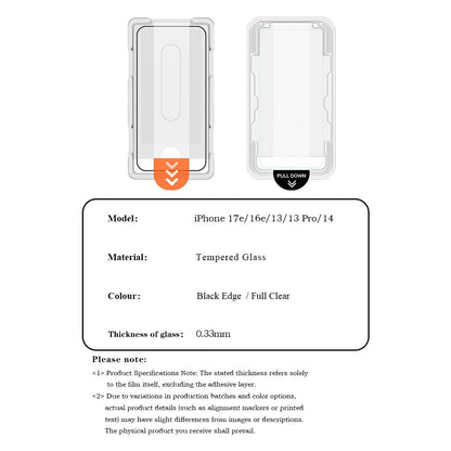 LEREACH For iPhone 17e / 16e Tempered Glass Full Screen Protector Anti-Fingerprint Film with Dust-Free Installation Tool