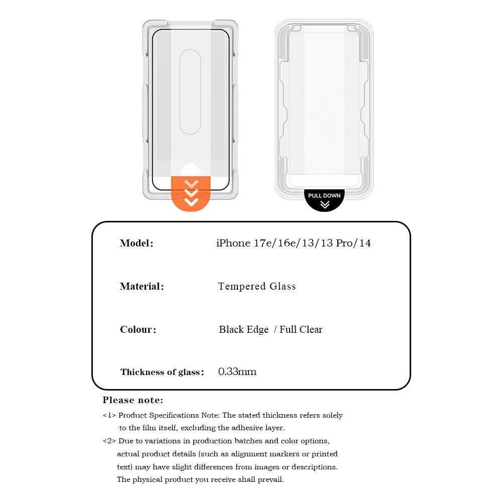 LEREACH 2Pcs For iPhone 17e / 16e Tempered Glass Full Screen Protector Anti-Fingerprint Film with Dust-Free Installation Tool