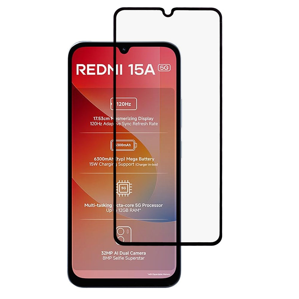 For Xiaomi Redmi 15a 5G Full Screen Protector Silk Printing Full Glue HD Clear Screen Film