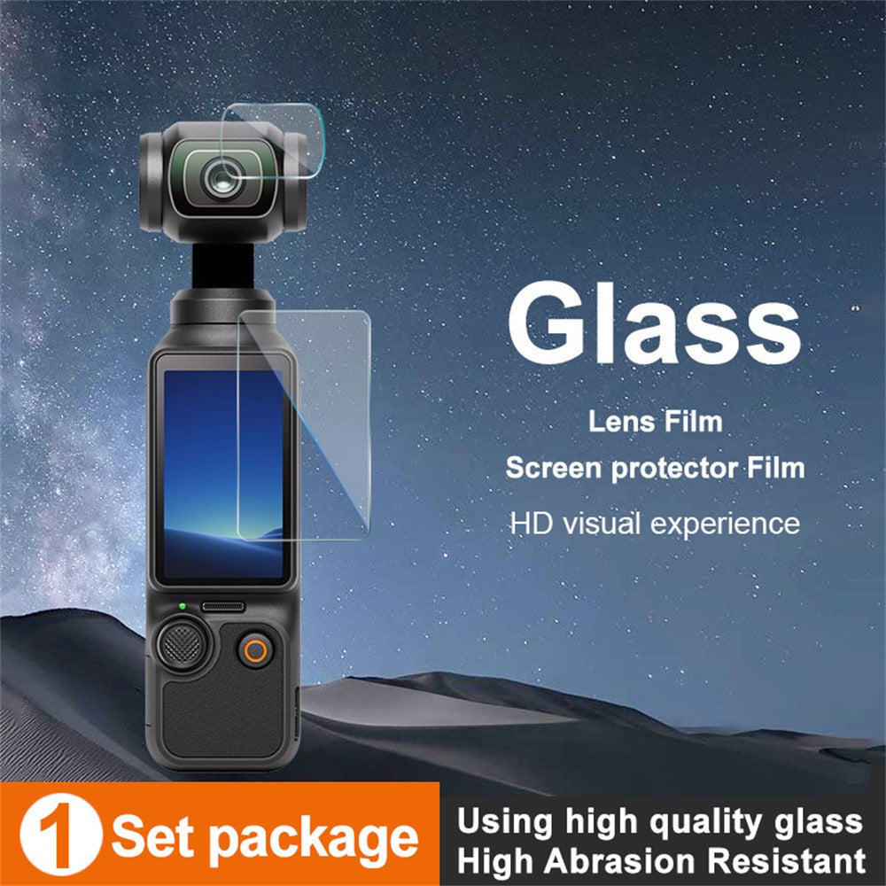 IMAK For DJI Osmo Pocket 4 Camera Tempered Glass Screen Protector + Lens Protector Kit