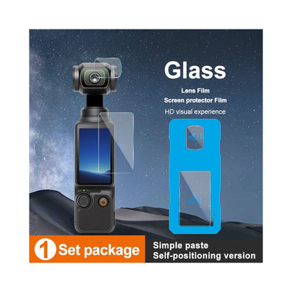 IMAK For DJI Osmo Pocket 4 Tempered Glass Screen Protector + Lens Film Set with Self Positioning Frame
