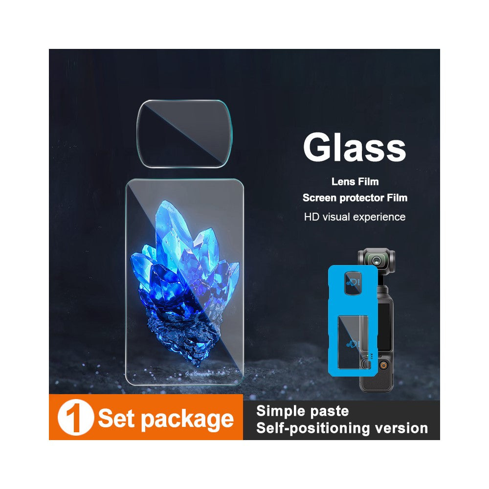 IMAK For DJI Osmo Pocket 4 Tempered Glass Screen Protector + Lens Film Set with Self Positioning Frame