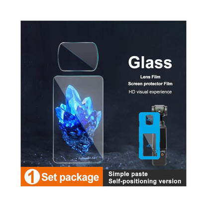 IMAK For DJI Osmo Pocket 4 Tempered Glass Screen Protector + Lens Film Set with Self Positioning Frame