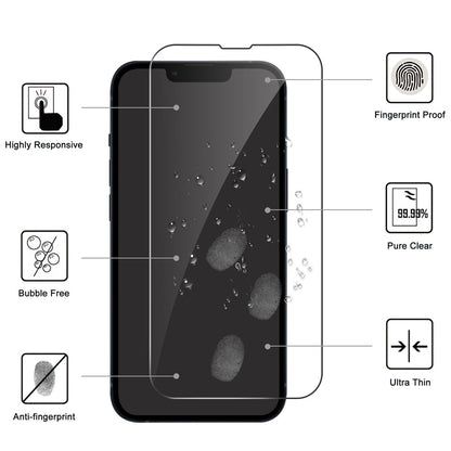 LAJABONI 2Pcs HD Clear Screen Protector For iPhone 13  /  13 Pro  /  14 Anti-Explosion 2.5D Arc Edge Not Complete Covering Tempered Glass Screen Film
