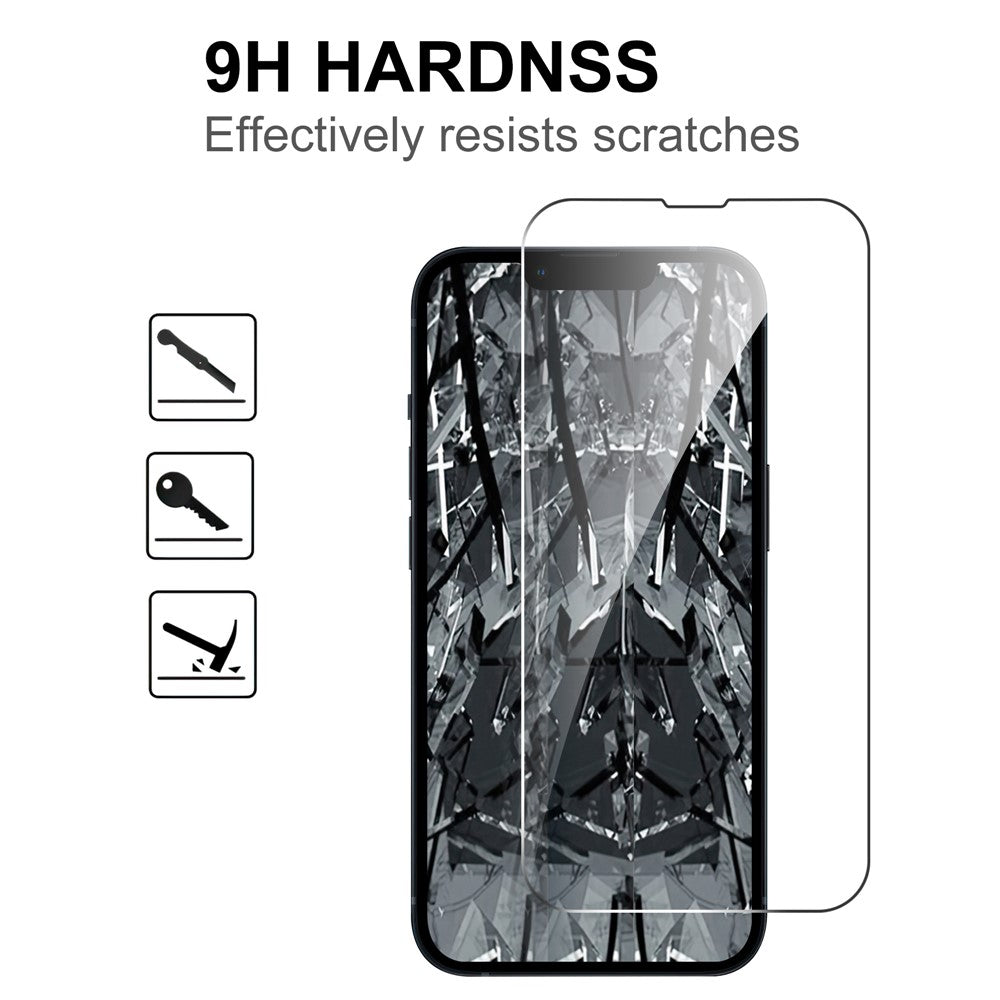 LAJABONI 2Pcs HD Clear Screen Protector For iPhone 13  /  13 Pro  /  14 Anti-Explosion 2.5D Arc Edge Not Complete Covering Tempered Glass Screen Film