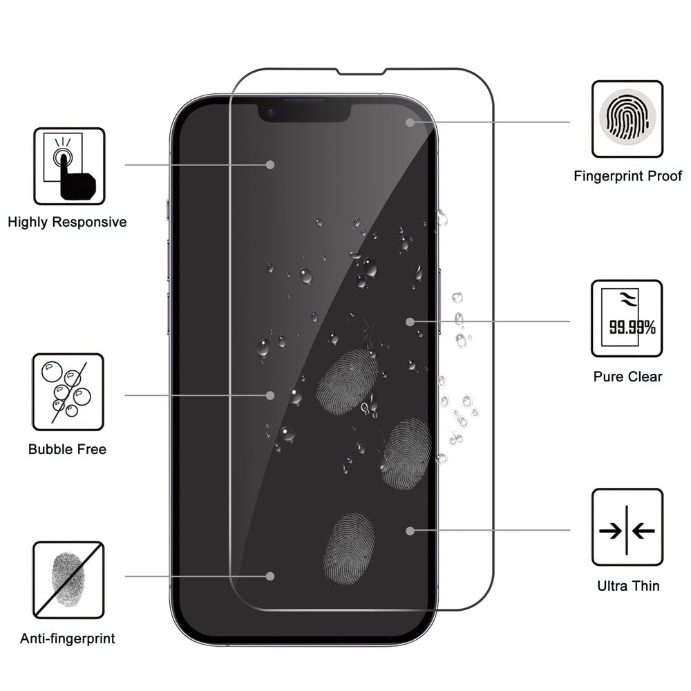 LAJABONI 2Pcs For iPhone 14 Plus HD Clear Screen Protector Anti-Explosion 2.5D Arc Edge Not Complete Covering Tempered Glass Screen Film