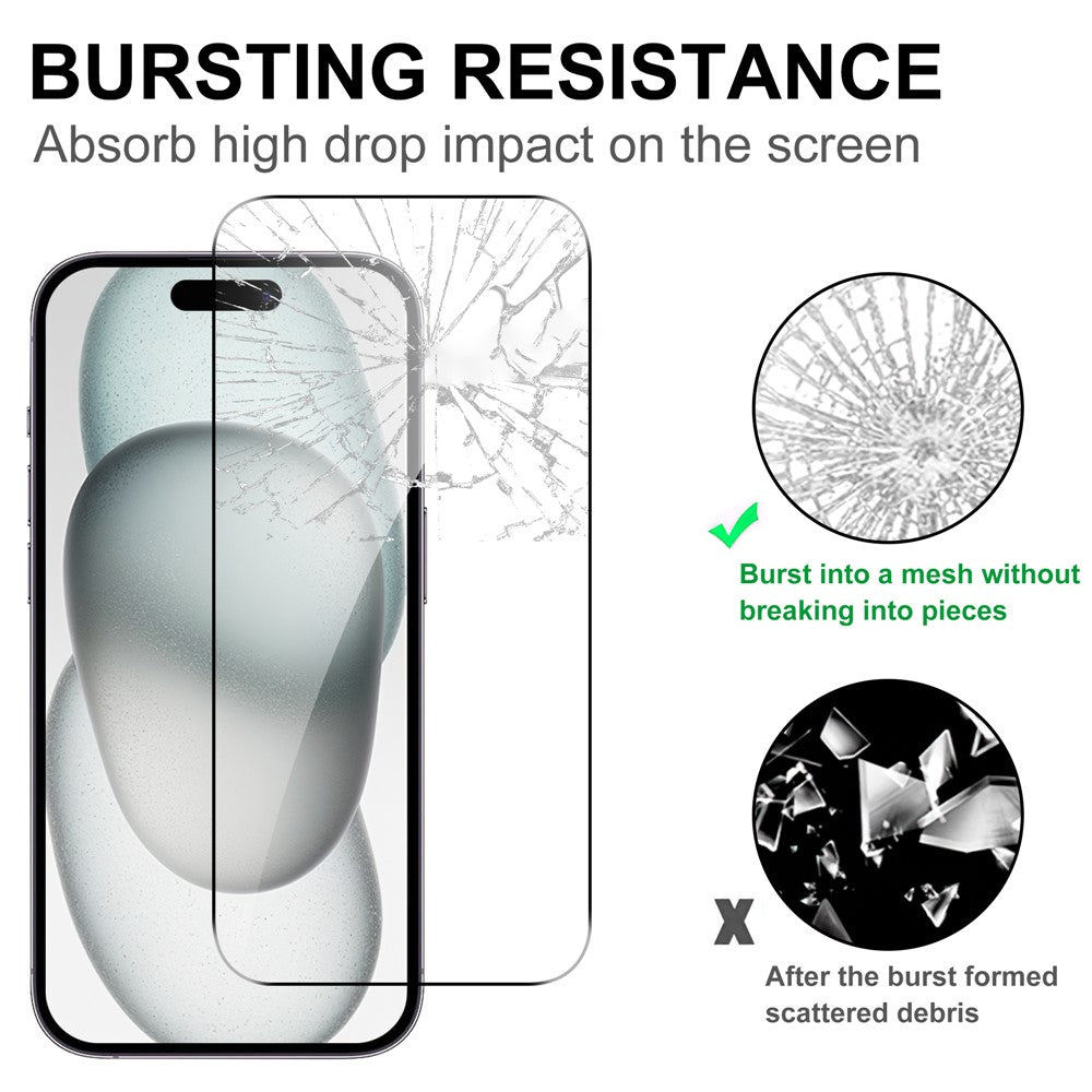 LAJABONI 2Pcs For iPhone 15 HD Clear Screen Protector Anti-Explosion 2.5D Arc Edge Not Complete Covering Tempered Glass Screen Film
