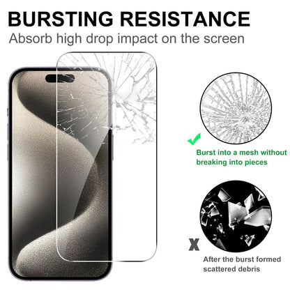 LAJABONI 2Pcs For iPhone 15 Pro HD Clear Screen Protector Anti-Explosion 2.5D Arc Edge Not Complete Covering Tempered Glass Screen Film