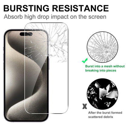 LAJABONI 2Pcs For iPhone 15 Pro Max HD Clear Screen Protector Anti-Explosion 2.5D Arc Edge Not Complete Covering Tempered Glass Screen Film