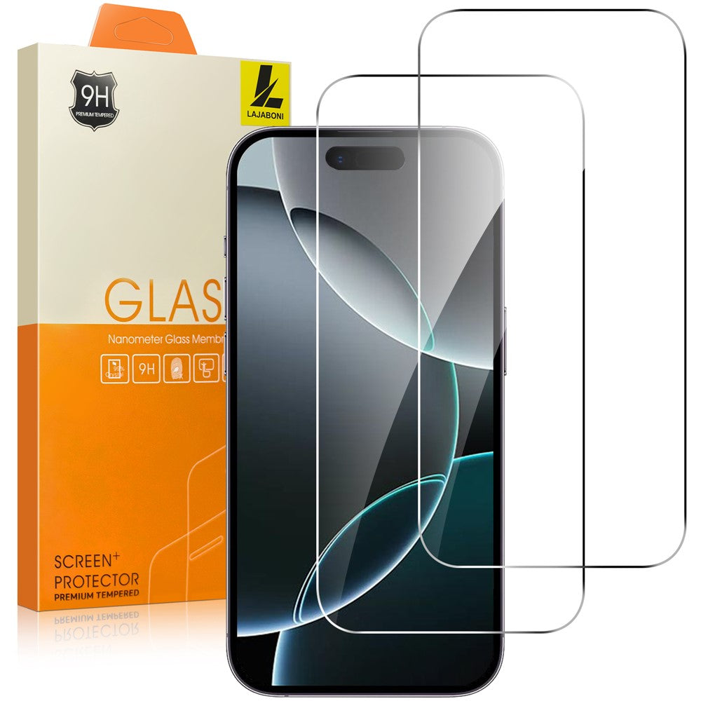 LAJABONI 2Pcs For iPhone 16 Pro HD Clear Screen Protector Anti-Explosion 2.5D Arc Edge Not Complete Covering Tempered Glass Screen Film