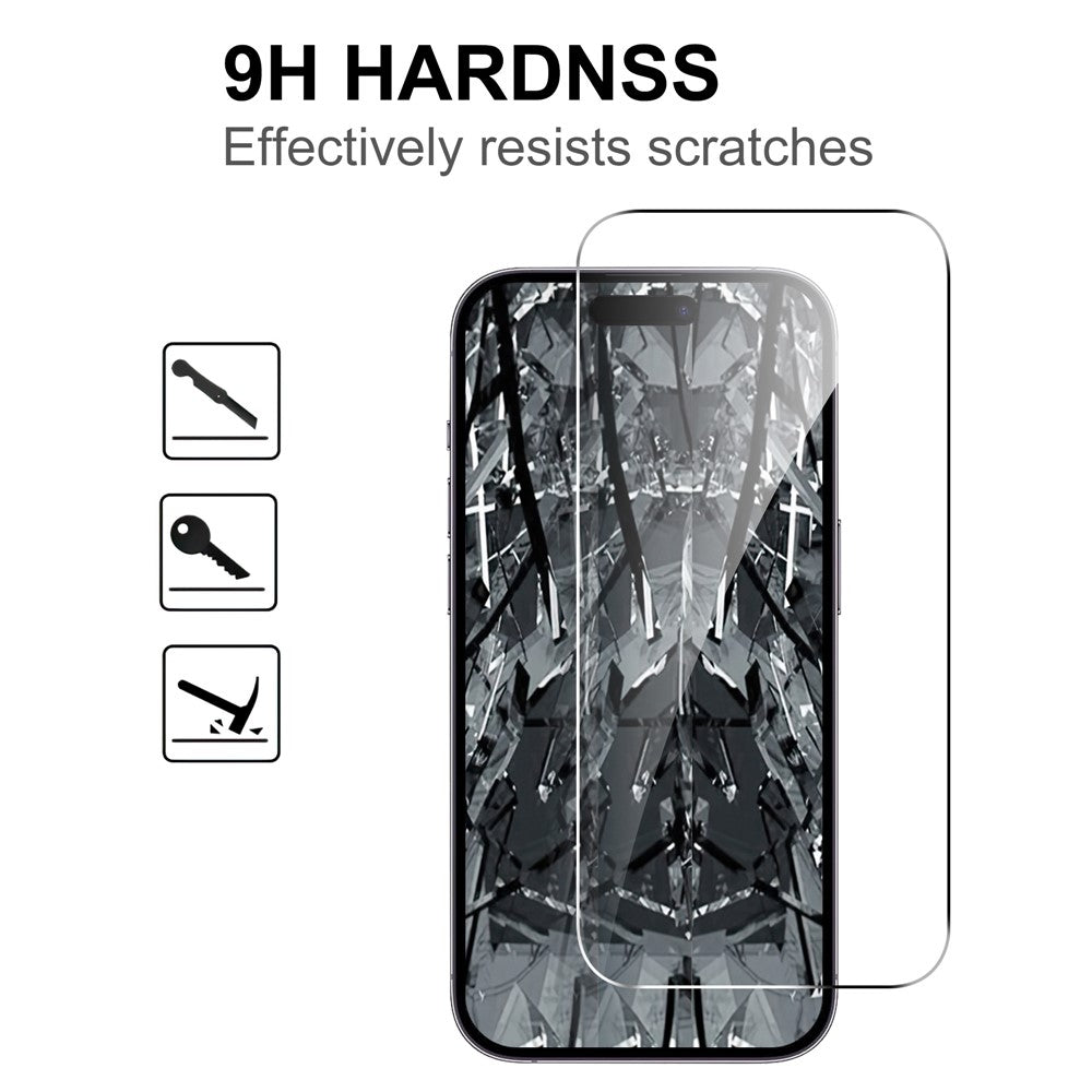 LAJABONI 2Pcs For iPhone 16 Pro Max HD Clear Screen Protector Anti-Explosion 2.5D Arc Edge Not Complete Covering Tempered Glass Screen Film
