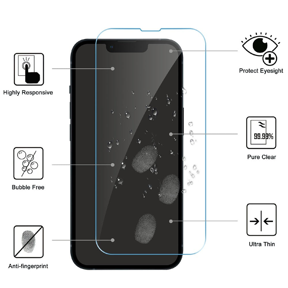 LAJABONI 2Pcs For iPhone 14 HD Clear Screen Protector Anti-blue-ray Not Complete Covering Tempered Glass Screen Film