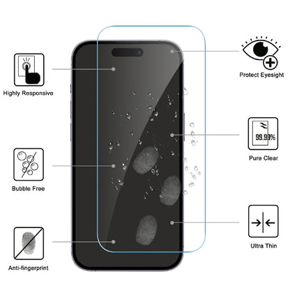 LAJABONI 2Pcs For iPhone 15 HD Clear Screen Protector Anti-blue-ray Not Complete Covering Tempered Glass Screen Film