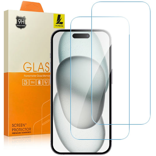 LAJABONI 2Pcs For iPhone 15 Pro Max HD Clear Screen Protector Anti-blue-ray Not Complete Covering Tempered Glass Screen Film