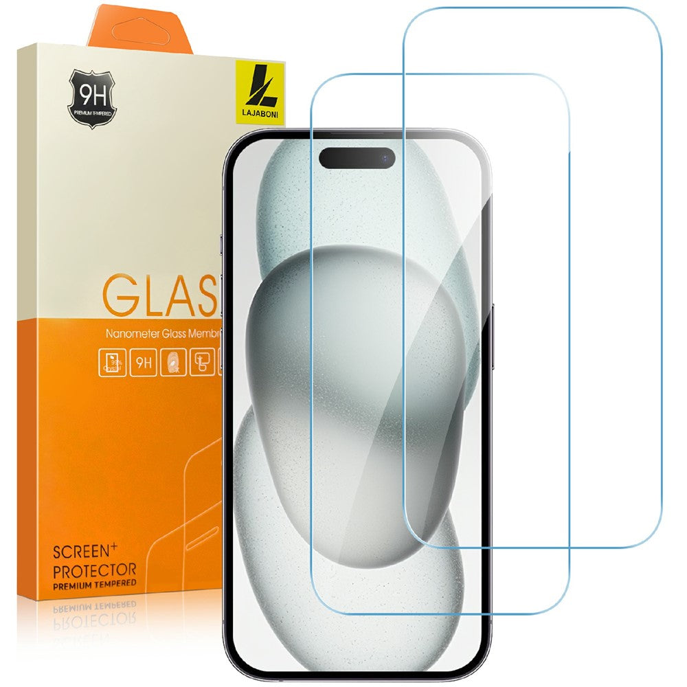 LAJABONI 2Pcs For iPhone 16 Pro HD Clear Screen Protector Anti-blue-ray Not Complete Covering Tempered Glass Screen Film
