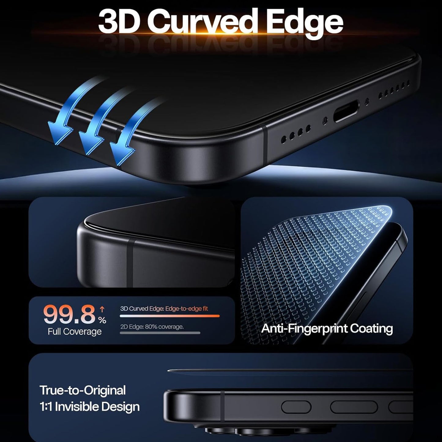 For iPhone 14 Corning Gorilla Glass Full Screen Protector 9H Hardness Anti-Fingerprint Silk Printing Film