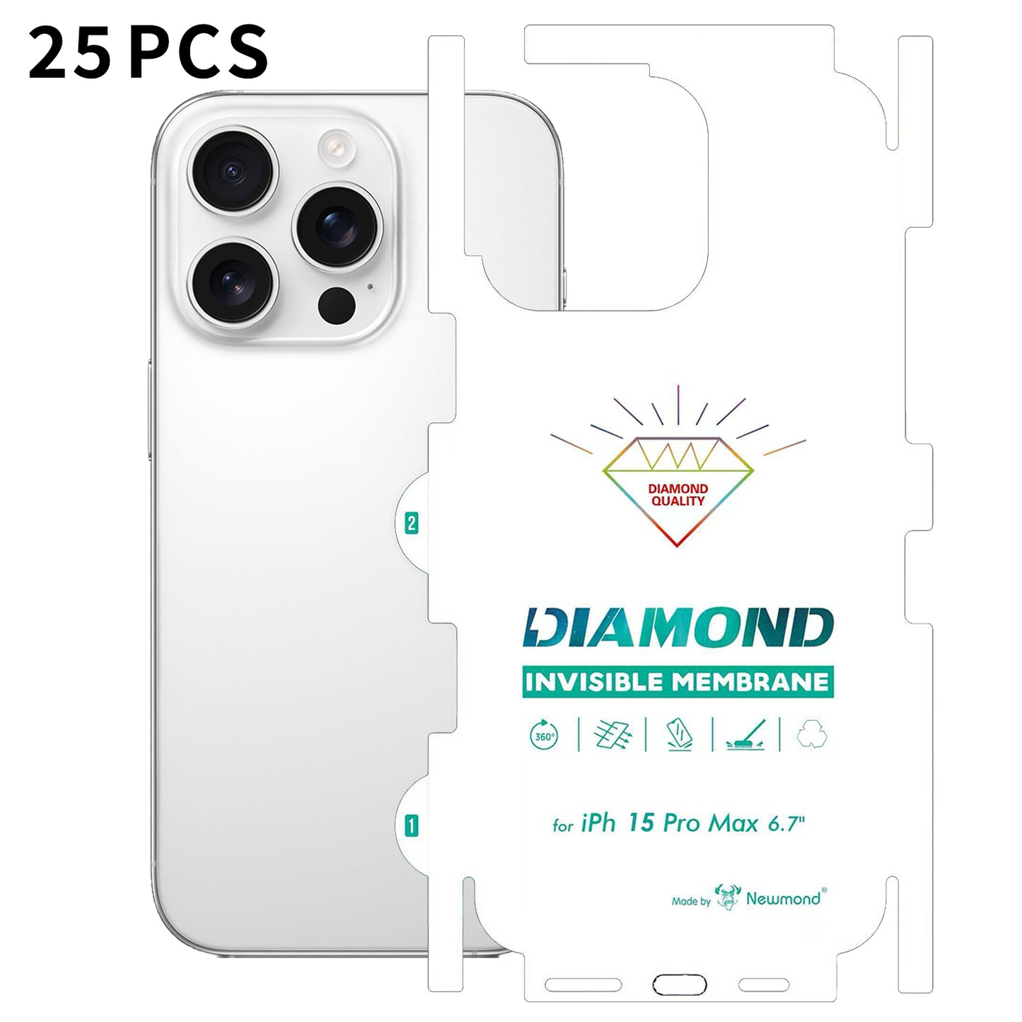 For iPhone 15 Pro Max 25Pcs TPU Hydrogel Film Invisible Self-Healing Anti-Fingerprint Full Cover Back Protector