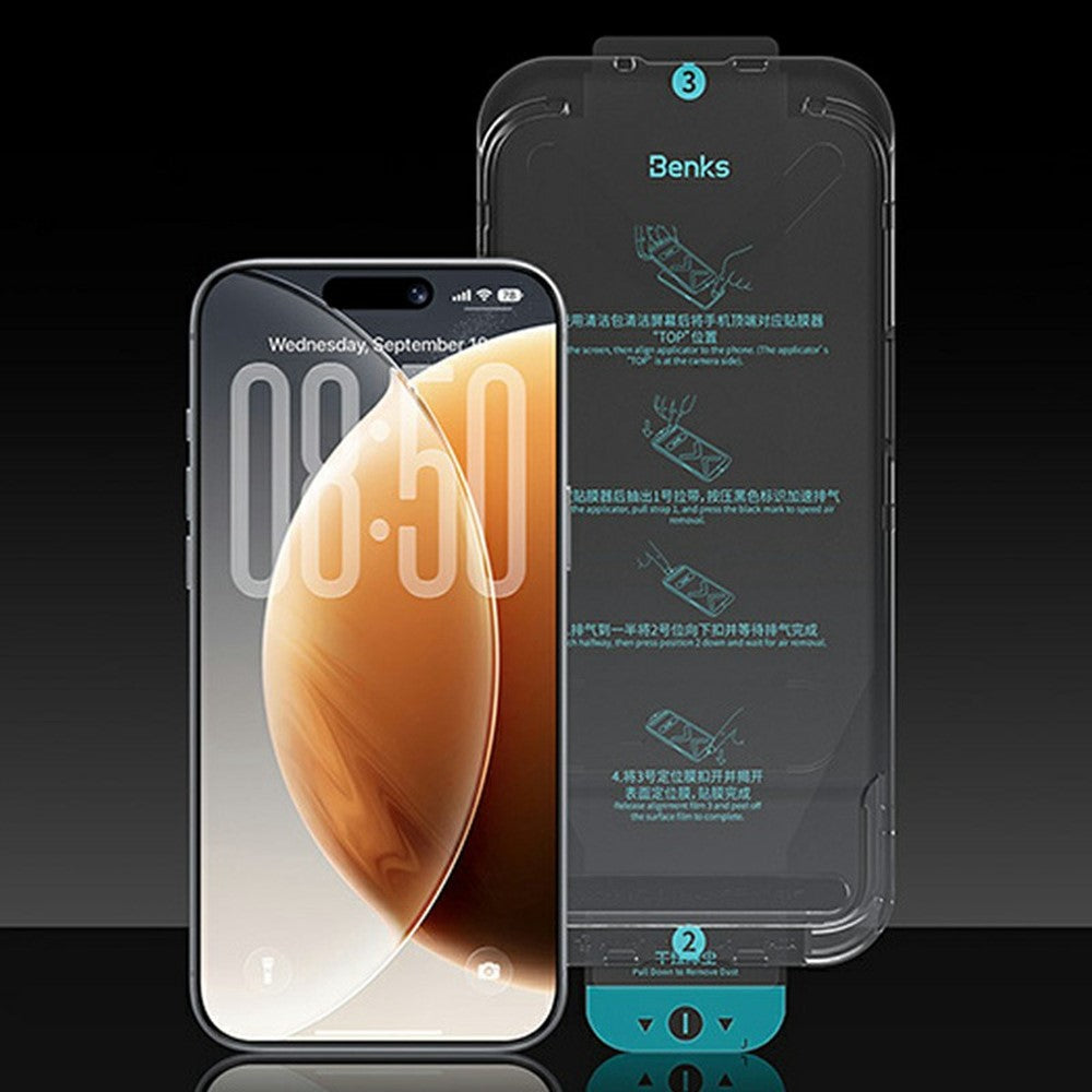 BENKS for iPhone 17 Pro Screen Protector Anti-Scratch Lithium Aluminium-silicon Glass Eye-Friendly HD Film