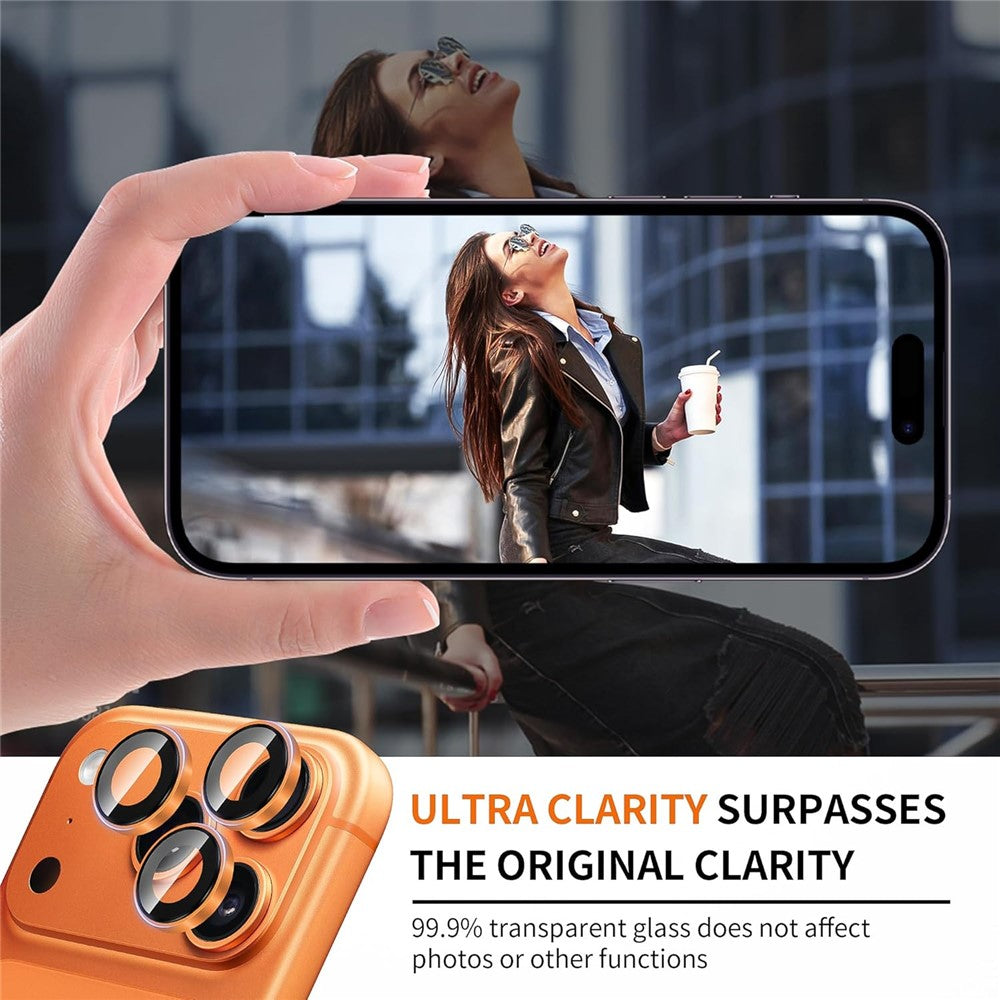 1Set For iPhone 17 Pro Camera Lens Film Tempered Glass CD Vein Metal Ring Rear Lens Protector