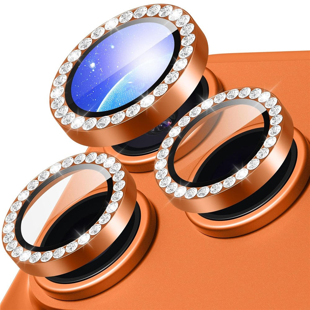 1Set For iPhone 17 Pro Camera Lens Protector Tempered Glass+Metal Ring Rhinestone Lens Film