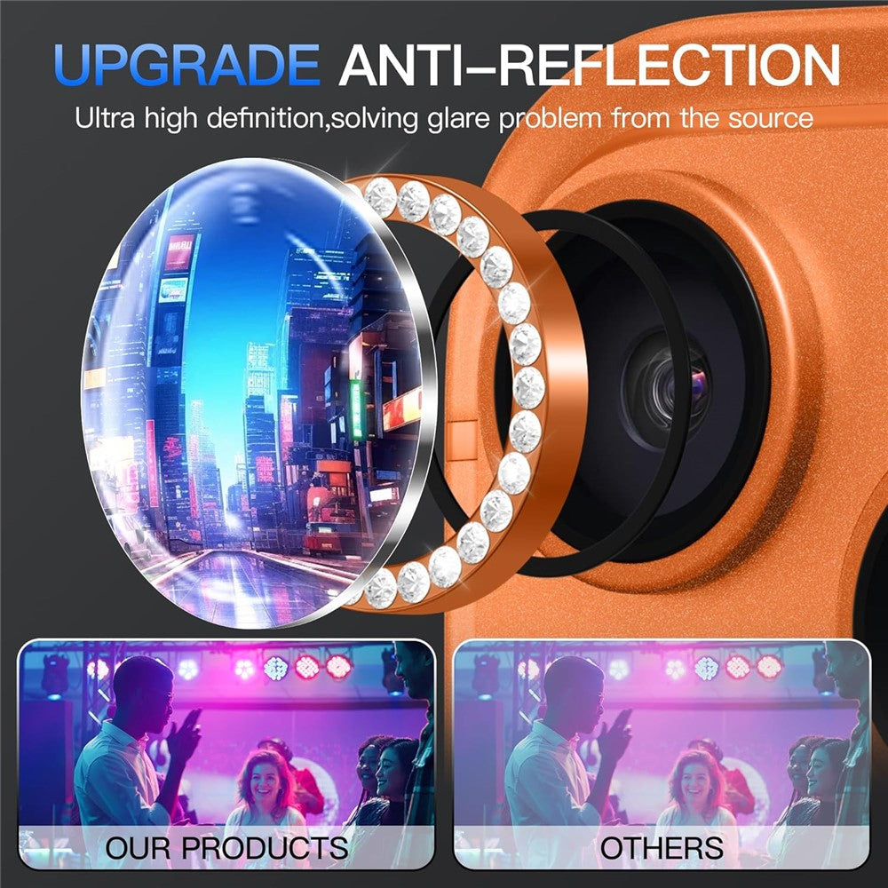 1Set For iPhone 17 Pro Camera Lens Protector Tempered Glass+Metal Ring Rhinestone Lens Film