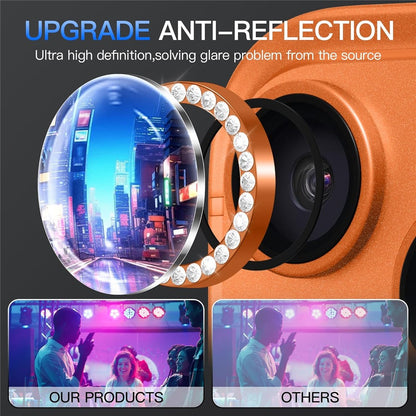 1Set For iPhone 17 Pro Camera Lens Protector Tempered Glass+Metal Ring Rhinestone Lens Film