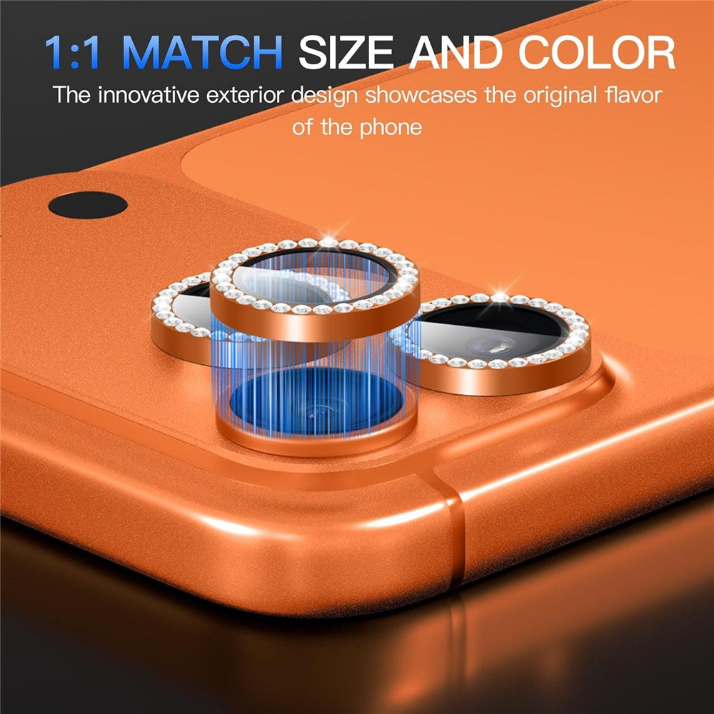 1Set For iPhone 17 Pro Camera Lens Protector Tempered Glass+Metal Ring Rhinestone Lens Film