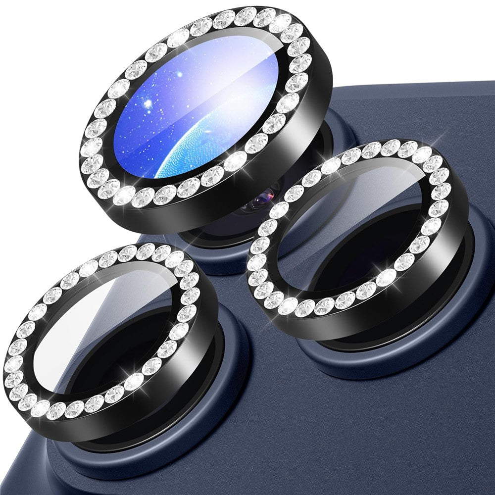 1Set For iPhone 17 Pro Camera Lens Protector Tempered Glass+Metal Ring Rhinestone Lens Film
