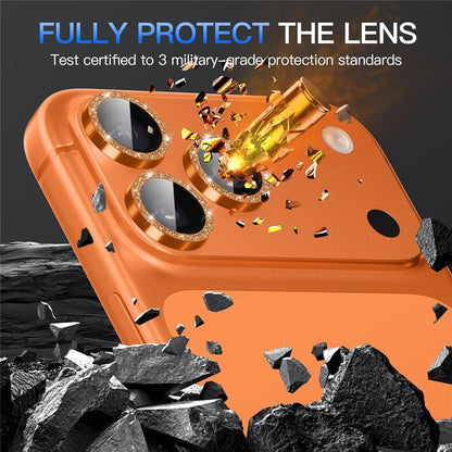 For iPhone 17 Pro Glitter Camera Lens Film Metal Ring+Tempered Glass Phone Lens Protector