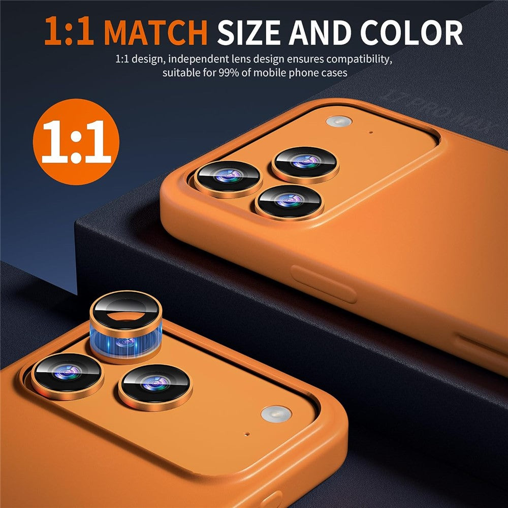 For iPhone 17 Pro Max 1Set Camera Lens Film Tempered Glass CD Vein Metal Ring Rear Lens Protector