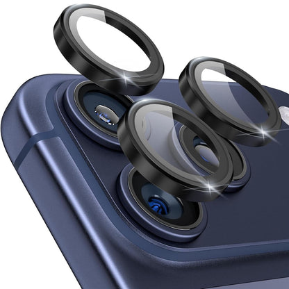 For iPhone 17 Pro Max 1Set Camera Lens Film Tempered Glass CD Vein Metal Ring Rear Lens Protector