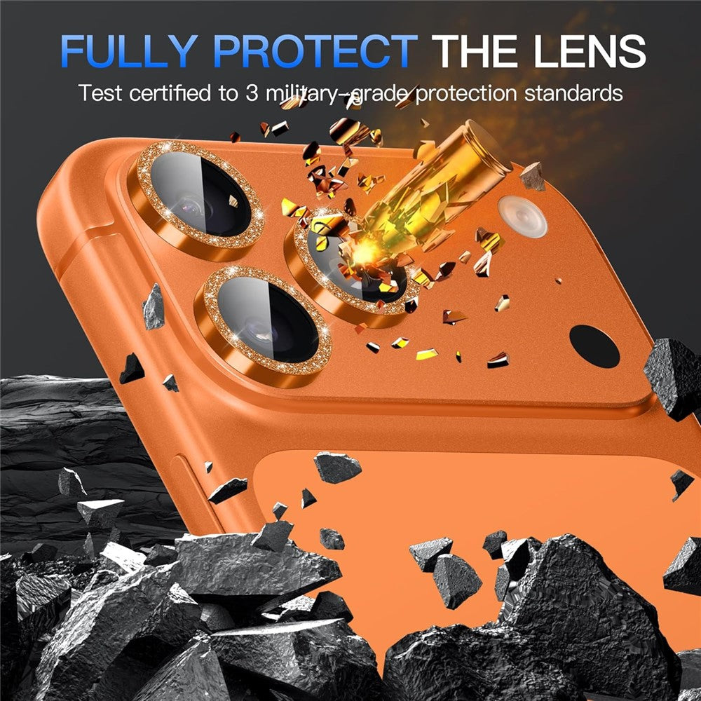 For iPhone 17 Pro Max Glitter Camera Lens Film Metal Ring+Tempered Glass Phone Lens Protector