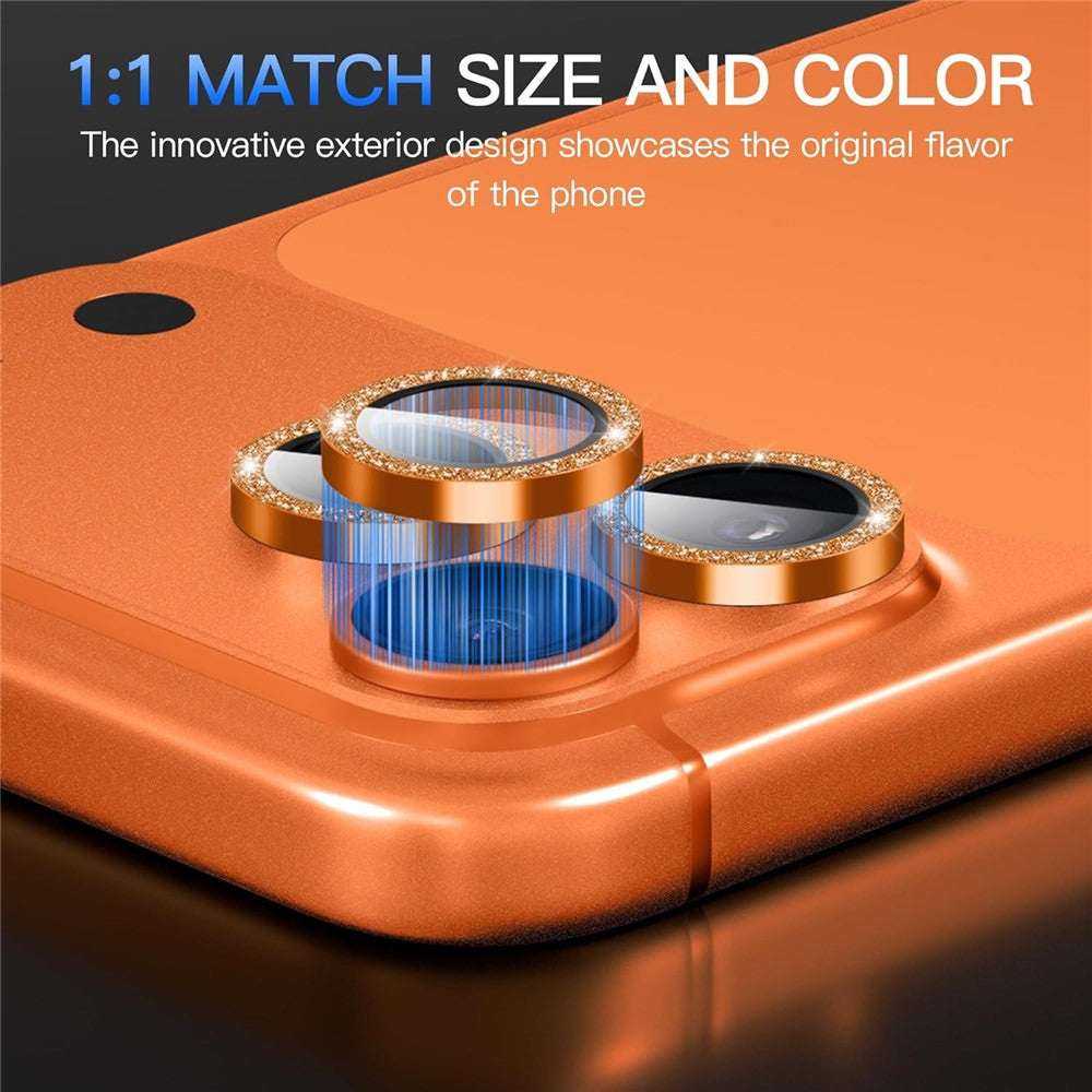 For iPhone 17 Pro Max Glitter Camera Lens Film Metal Ring+Tempered Glass Phone Lens Protector