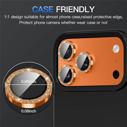 For iPhone 17 Pro Max Glitter Camera Lens Film Metal Ring+Tempered Glass Phone Lens Protector