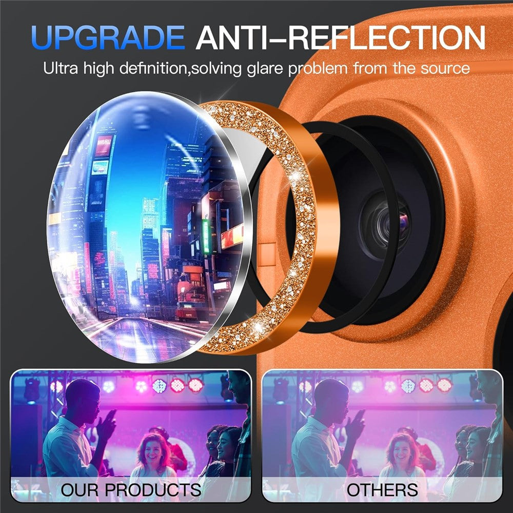 For iPhone 17 Pro Max Glitter Camera Lens Film Metal Ring+Tempered Glass Phone Lens Protector